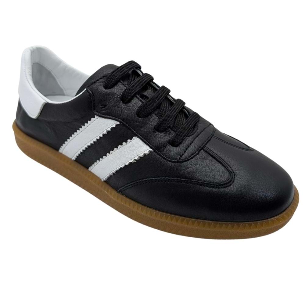 Glisten | Kadın Hakiki Deri Ortopedik Sneaker - SİYAH-BEYAZ - 36