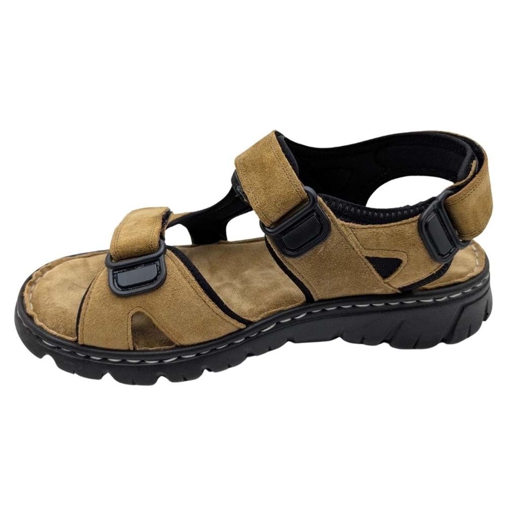 Sayar - 051 | Erkek Hakiki Deri Ortopedik Sandalet - KUM - 40