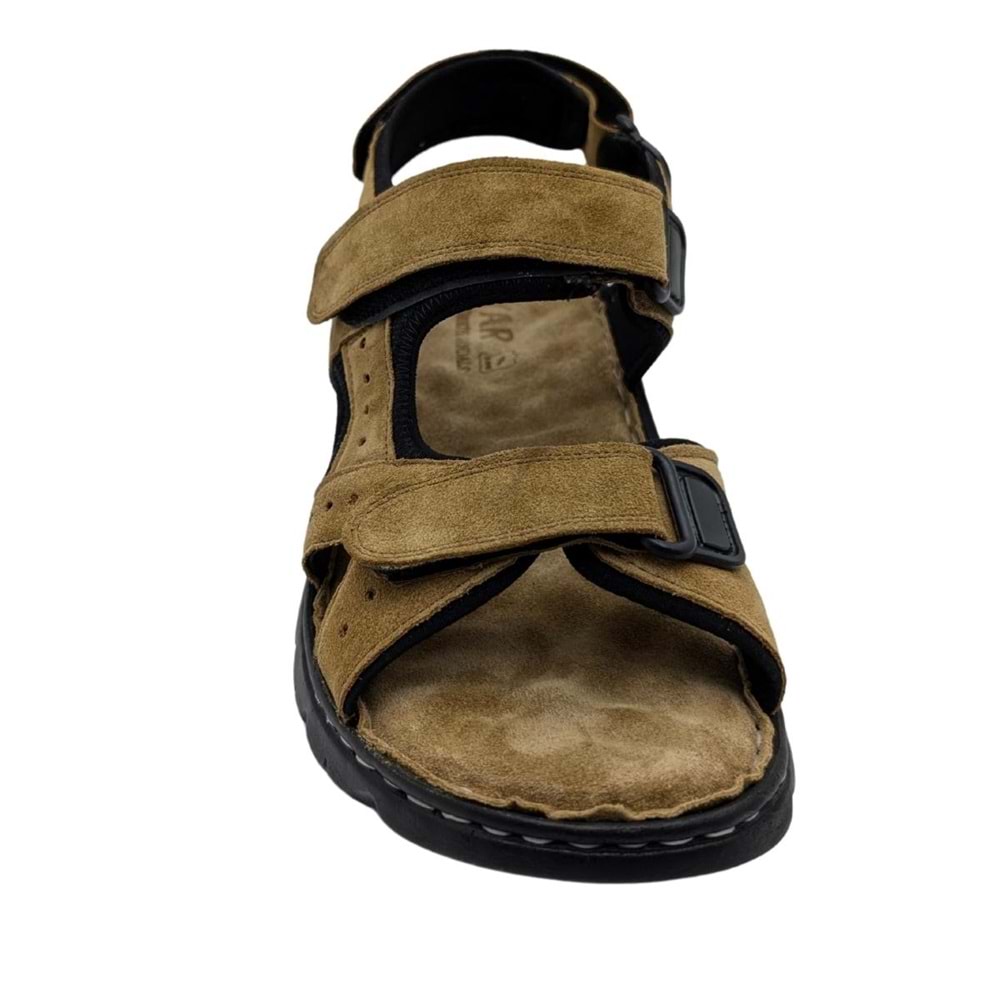 Sayar - 051 | Erkek Hakiki Deri Ortopedik Sandalet - KUM - 40
