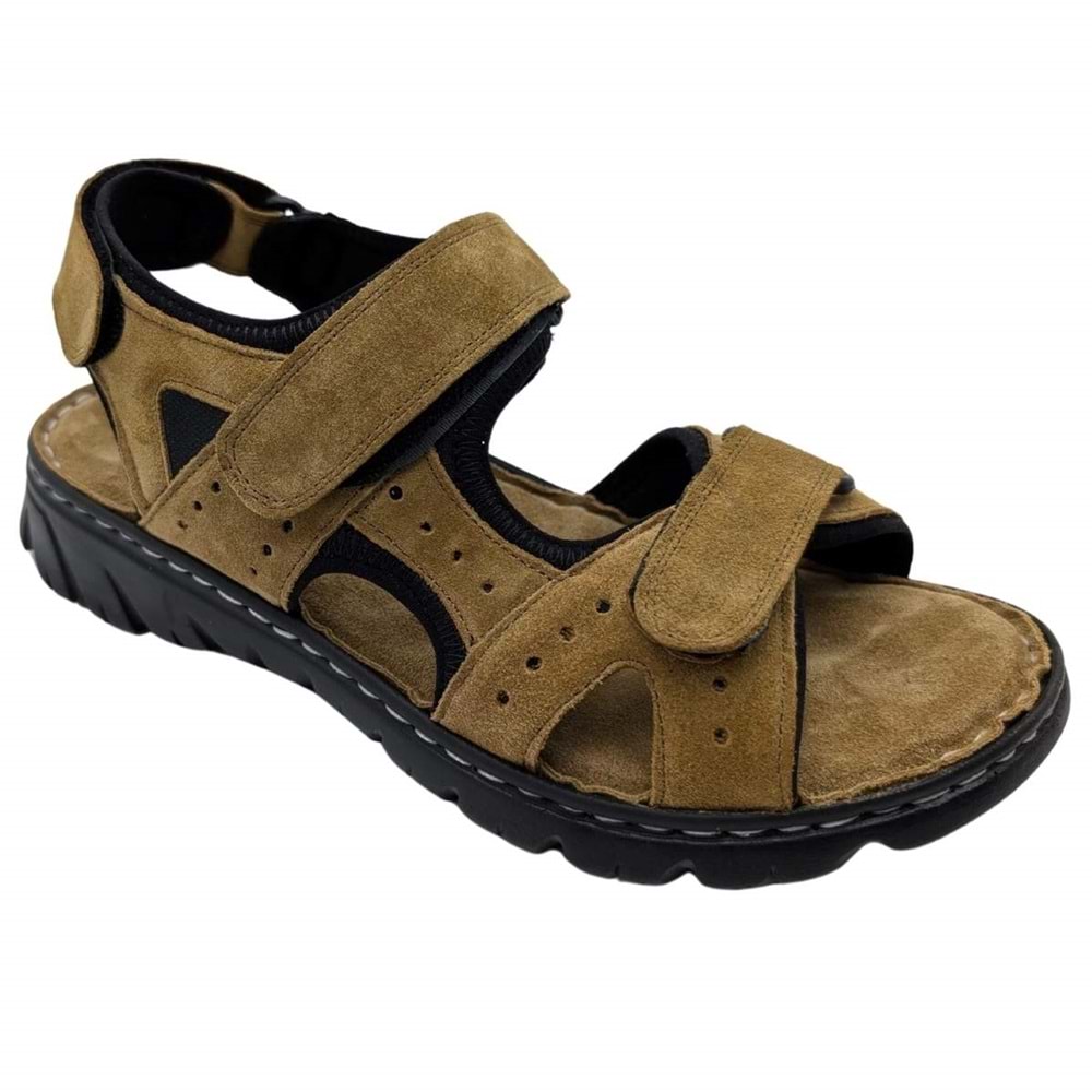 Sayar - 051 | Erkek Hakiki Deri Ortopedik Sandalet - KUM - 40