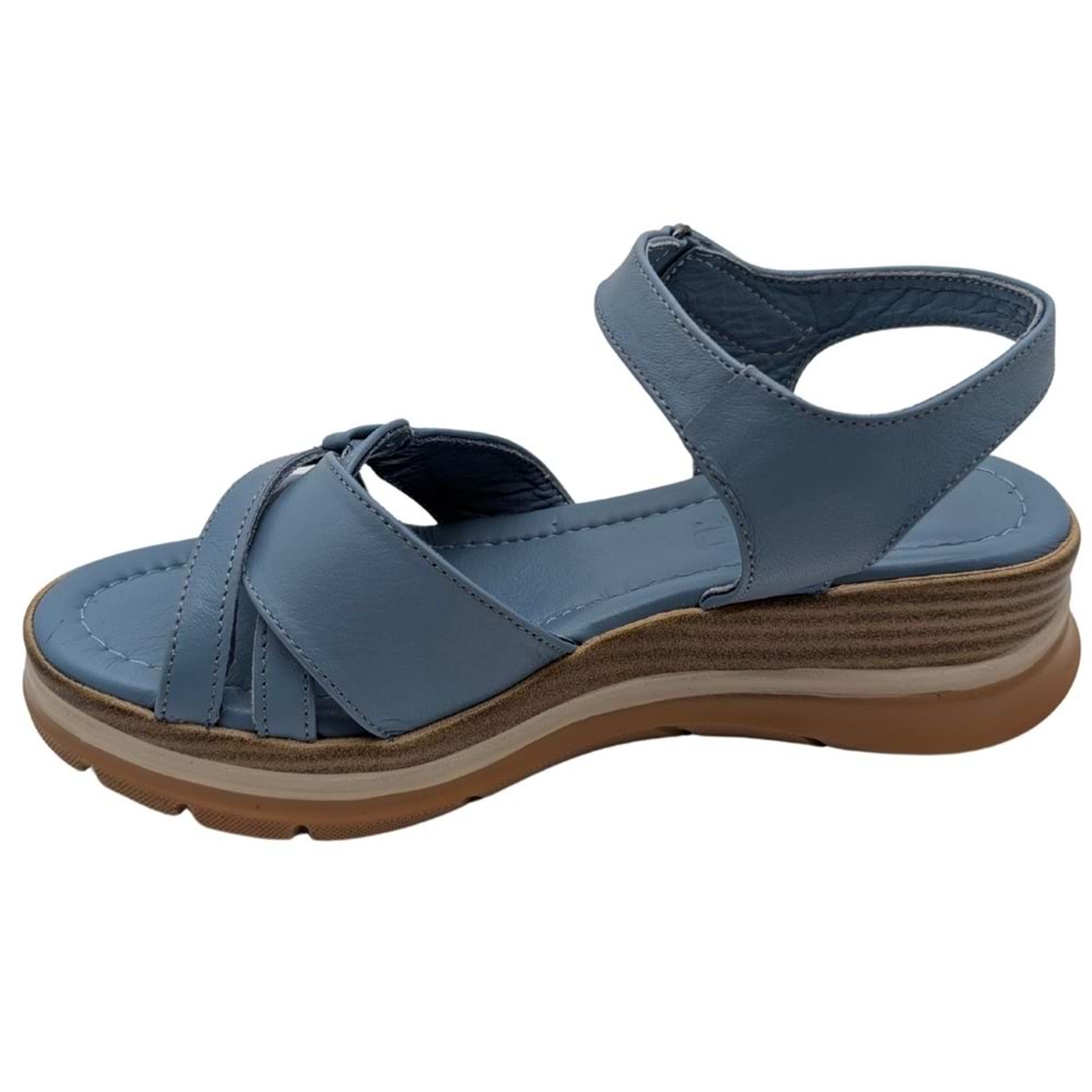 Joliessa - Kadın Hakiki Deri Cırtcırtlı Sandalet - MAVİ - 40