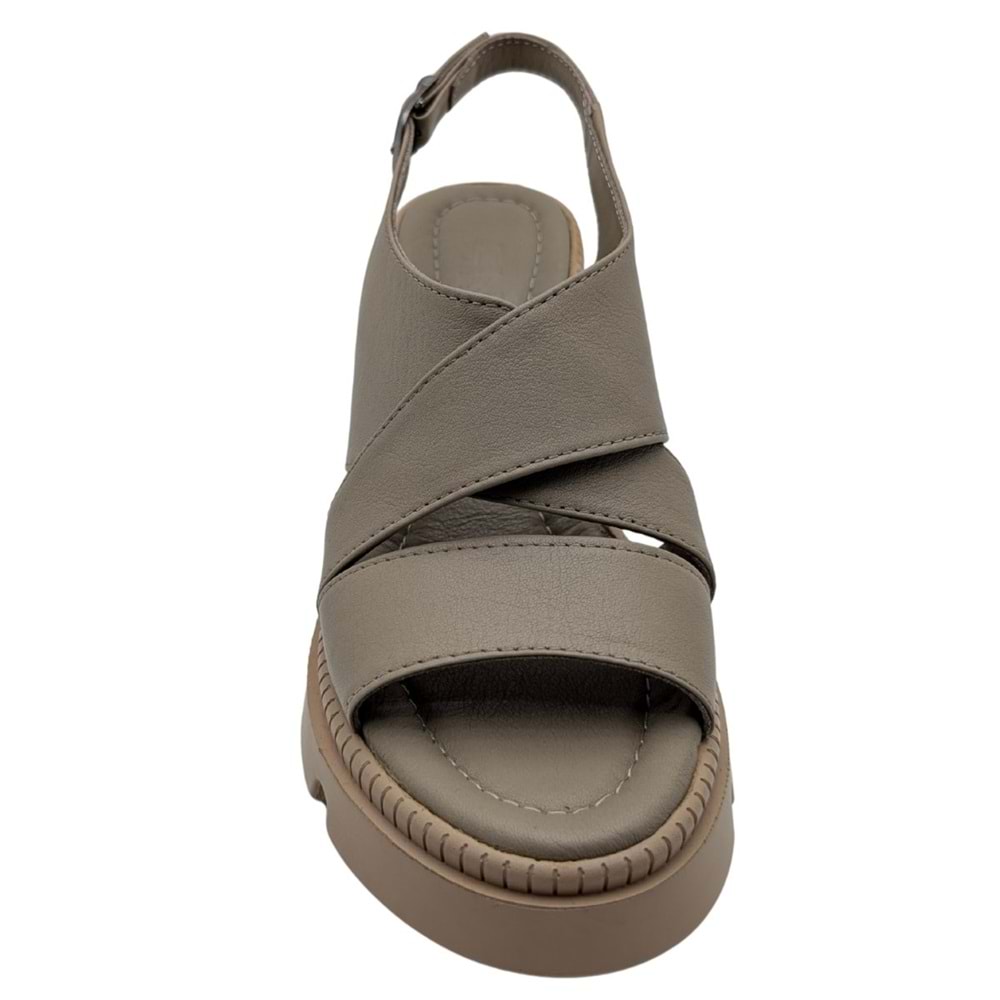 Leggero - Kadın Dolgu Topuklu Sandalet - VİZON - 40