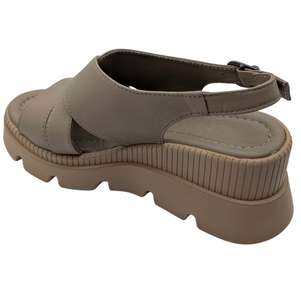 Leggero - Kadın Dolgu Topuklu Sandalet - VİZON - 40