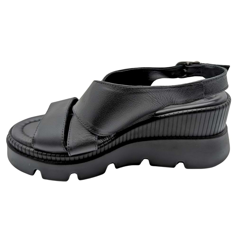 Leggero - Kadın Dolgu Topuklu Sandalet - SİYAH - 40