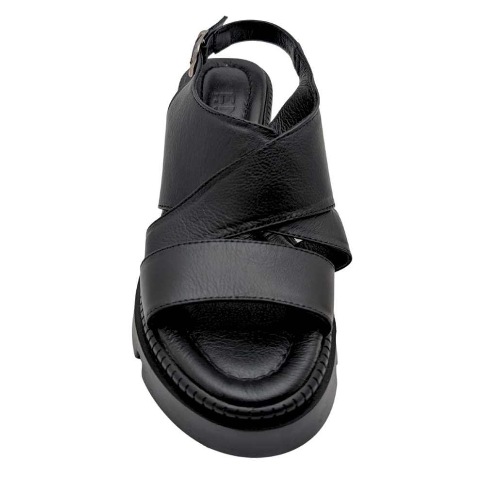 Leggero - Kadın Dolgu Topuklu Sandalet - SİYAH - 40