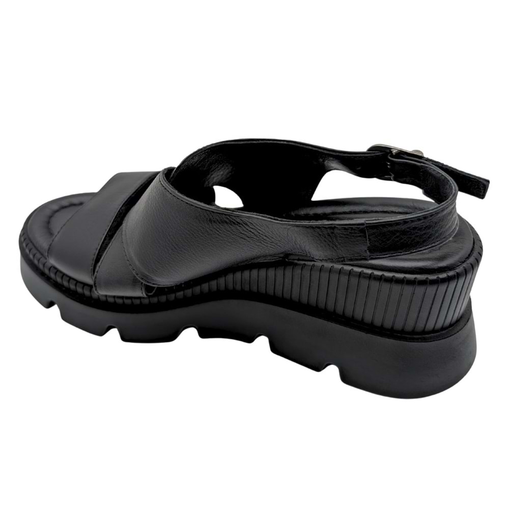 Leggero - Kadın Dolgu Topuklu Sandalet - SİYAH - 40