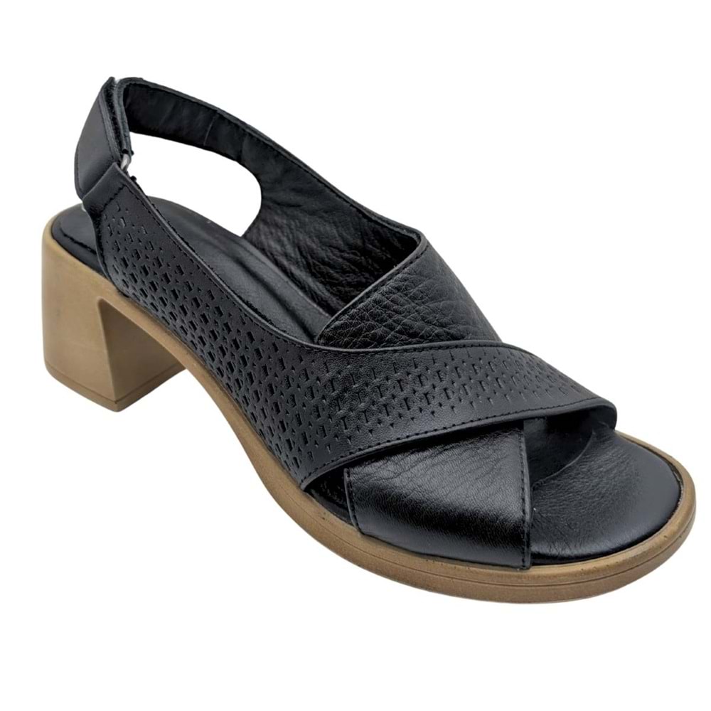 Diamante - Kadın Çapraz Bant Topuklu Sandalet - SİYAH - 40
