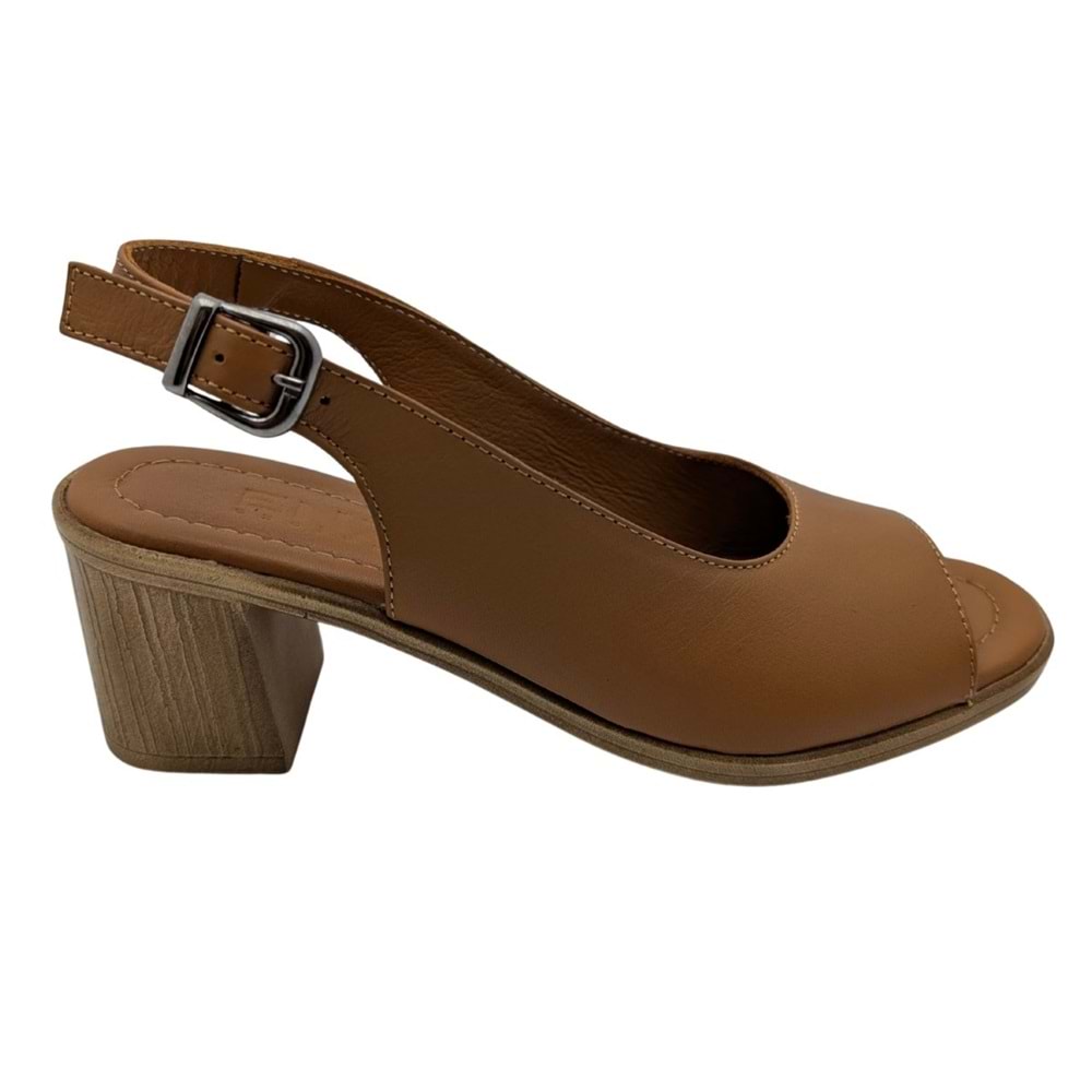 Sabbia - Kadın Topuklu Sandalet - TABA - 40