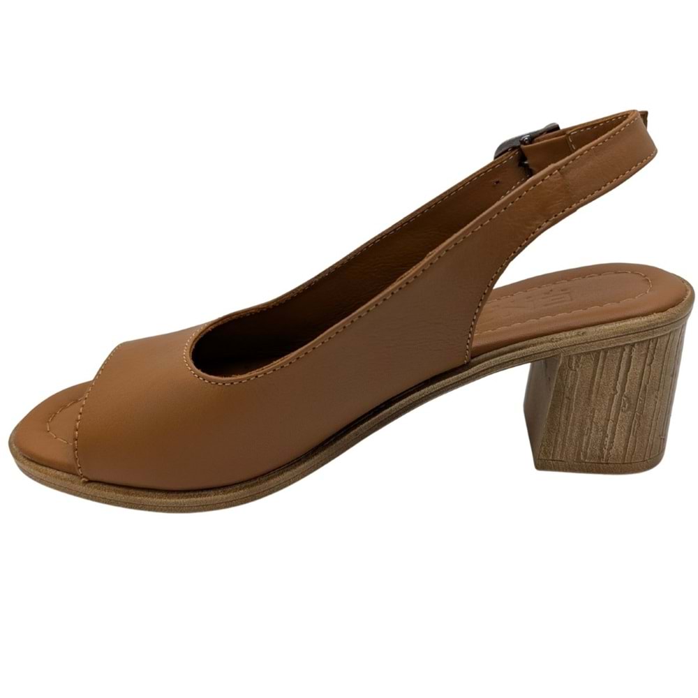 Sabbia - Kadın Topuklu Sandalet - TABA - 40
