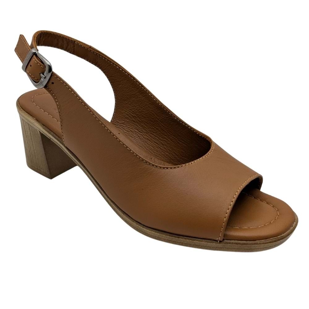 Sabbia - Kadın Topuklu Sandalet - TABA - 40