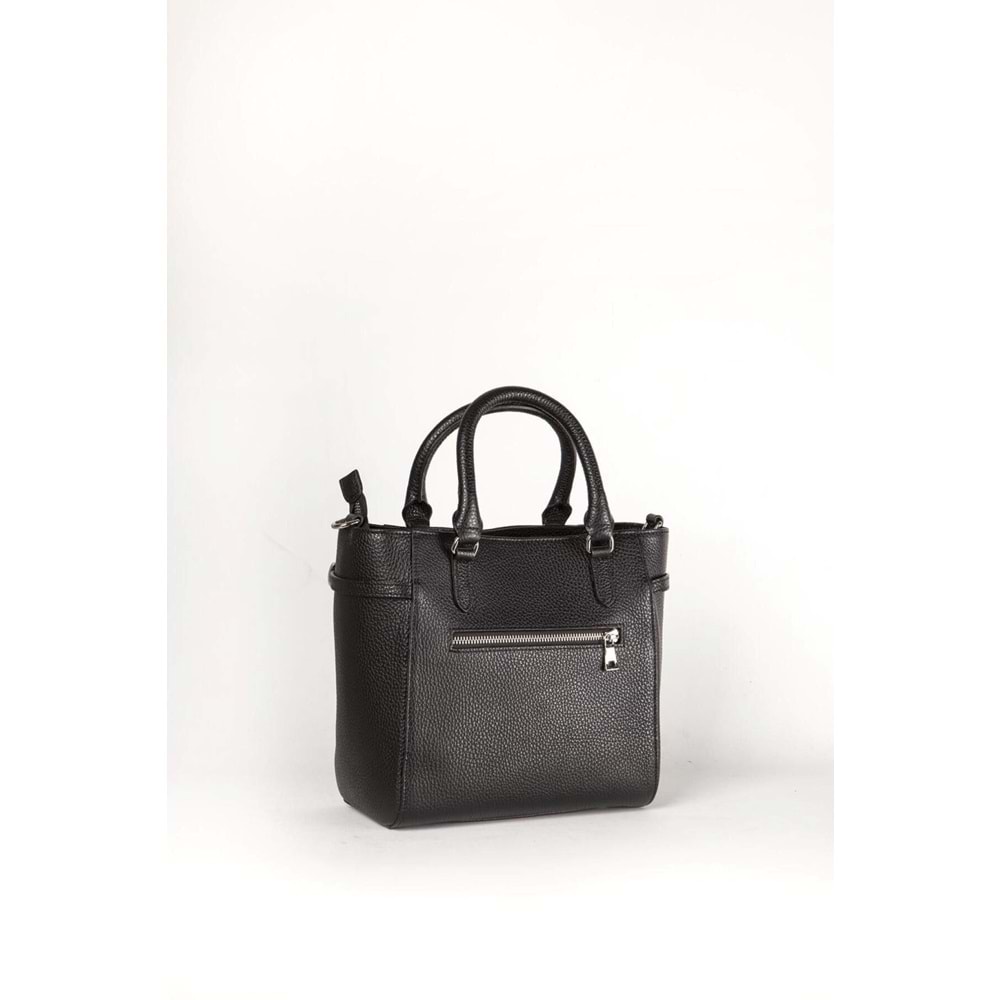 GRANDE - 9001 | Hakiki Deri Kadın El ve Omuz Çantası - SİYAH - STANDART