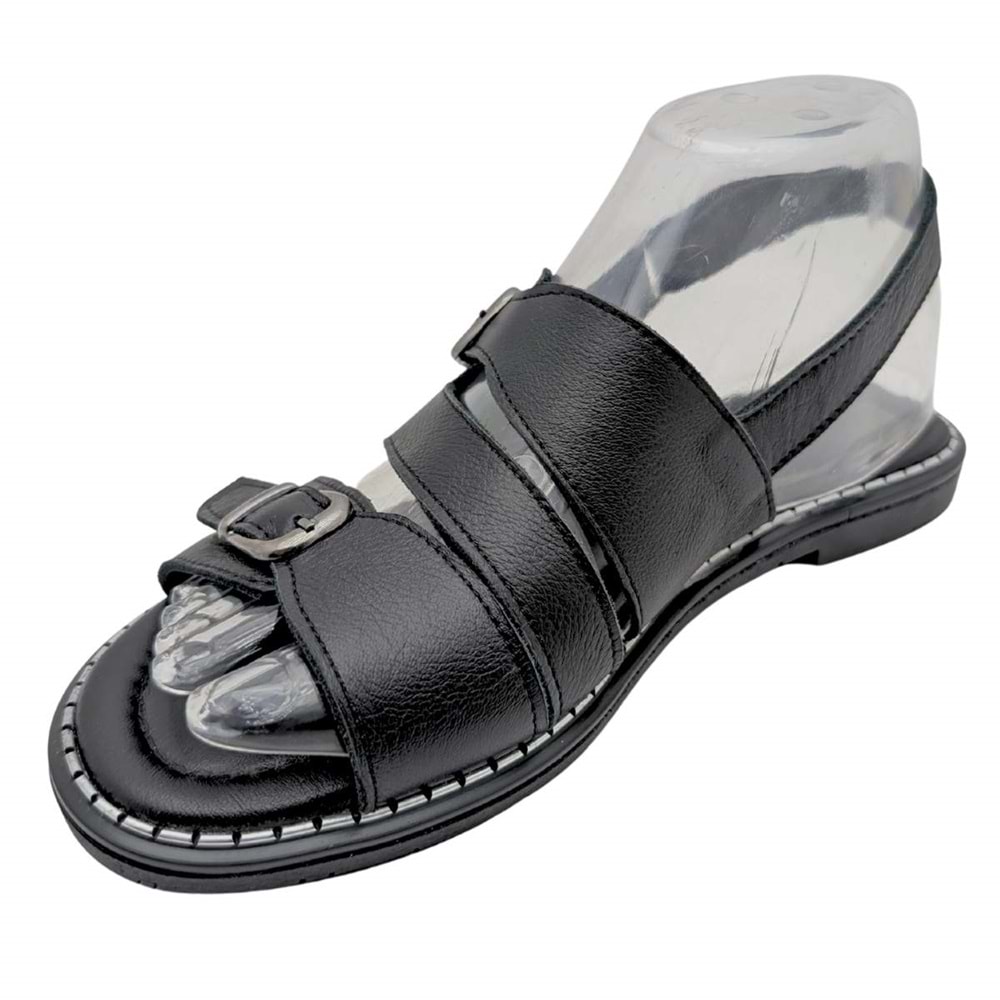 Hylos | Kadın Hakiki Deri Sandalet - SİYAH - 40
