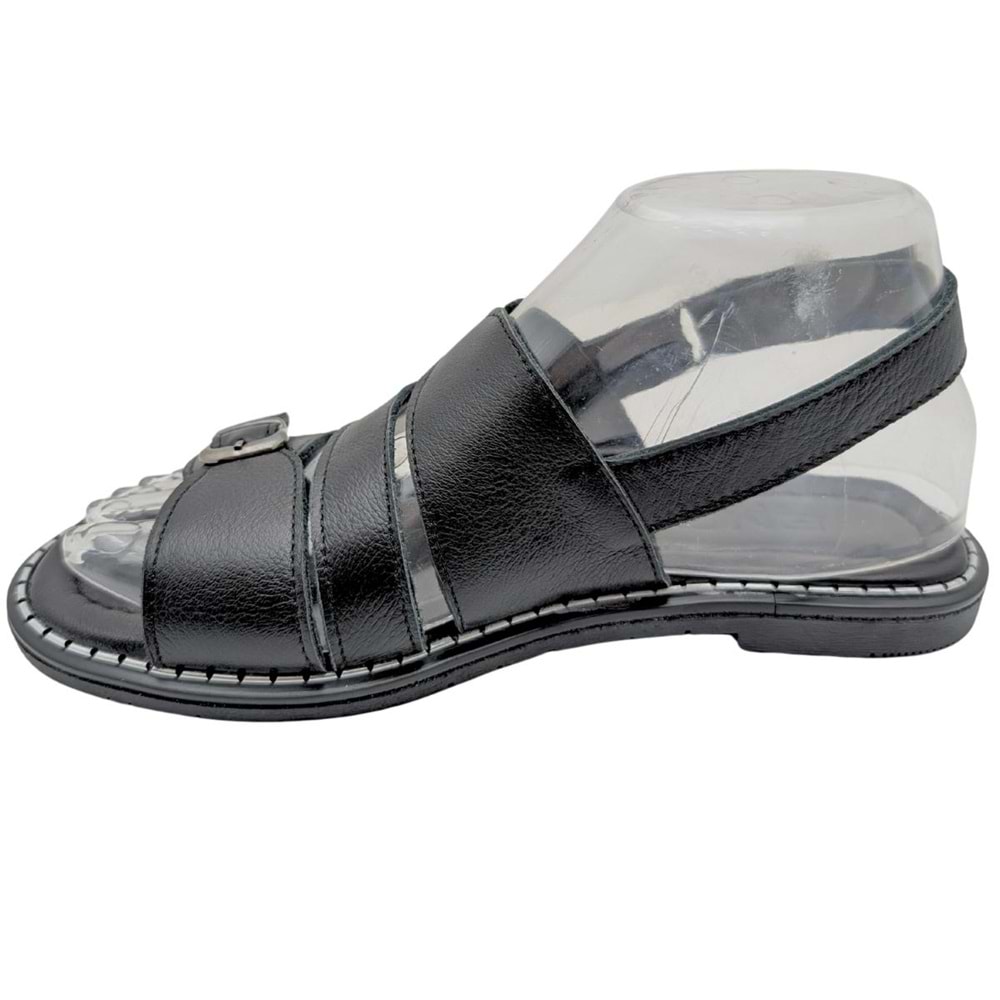 Hylos | Kadın Hakiki Deri Sandalet - SİYAH - 40