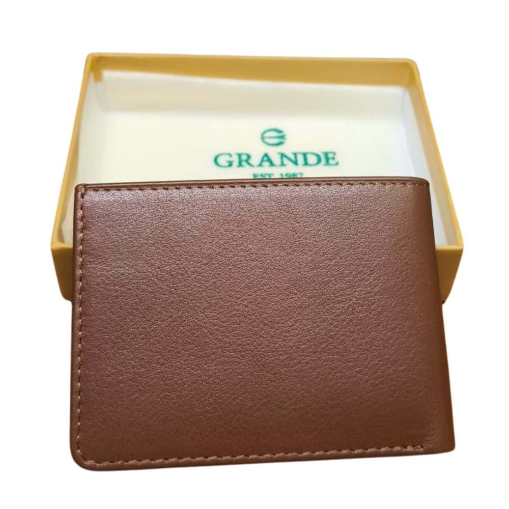 GRANDE - 1410 | Hakiki Deri Erkek Cüzdanı - TABA - STANDART