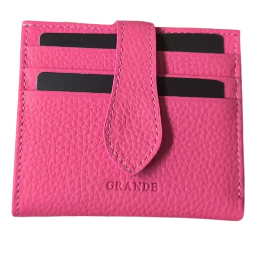 GRANDE - 800 | Hakiki Deri Unisex Cüzdan & Kartlık - FUŞYA - STANDART