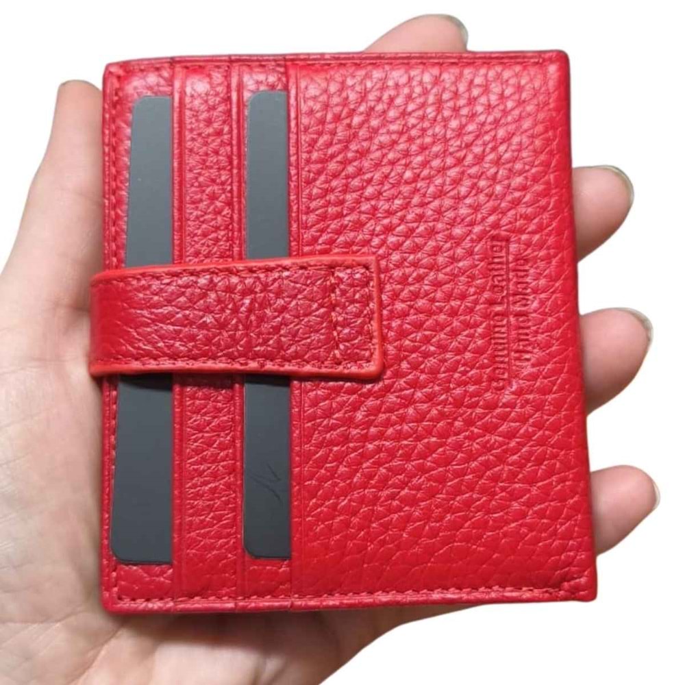 GRANDE - 800 | Hakiki Deri Unisex Cüzdan & Kartlık - KIRMIZI - STANDART