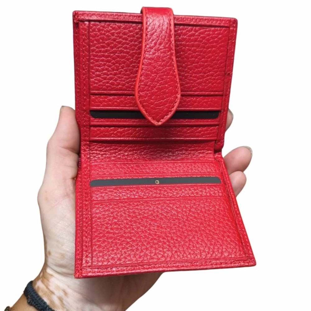 GRANDE - 800 | Hakiki Deri Unisex Cüzdan & Kartlık - KIRMIZI - STANDART