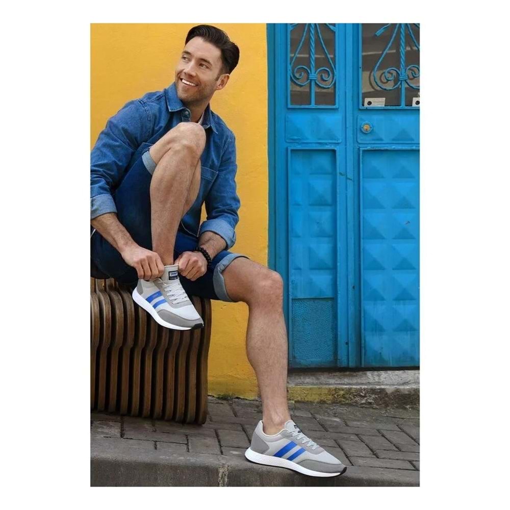 Jump - 26396 | Erkek Spor Ayakkabısı - JUMP - 26396 - GRİ-MAVİ - 40