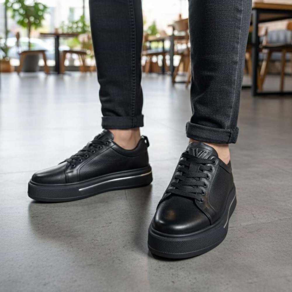 Voyager - M054 | Erkek Ortopedik Hakiki Deri Casual Ayakkabı - VOYAGER - M054 - SİYAH - 40