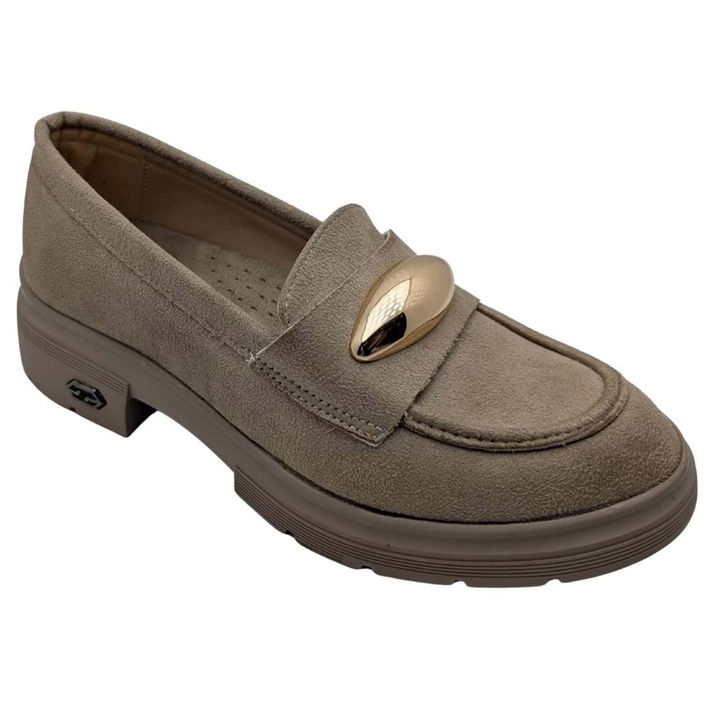 Seraphiel | Kadın Hakiki Deri Topuklu Loafer - ÇİĞDEM KUNDURA - Seraphiel - BEJ - 40
