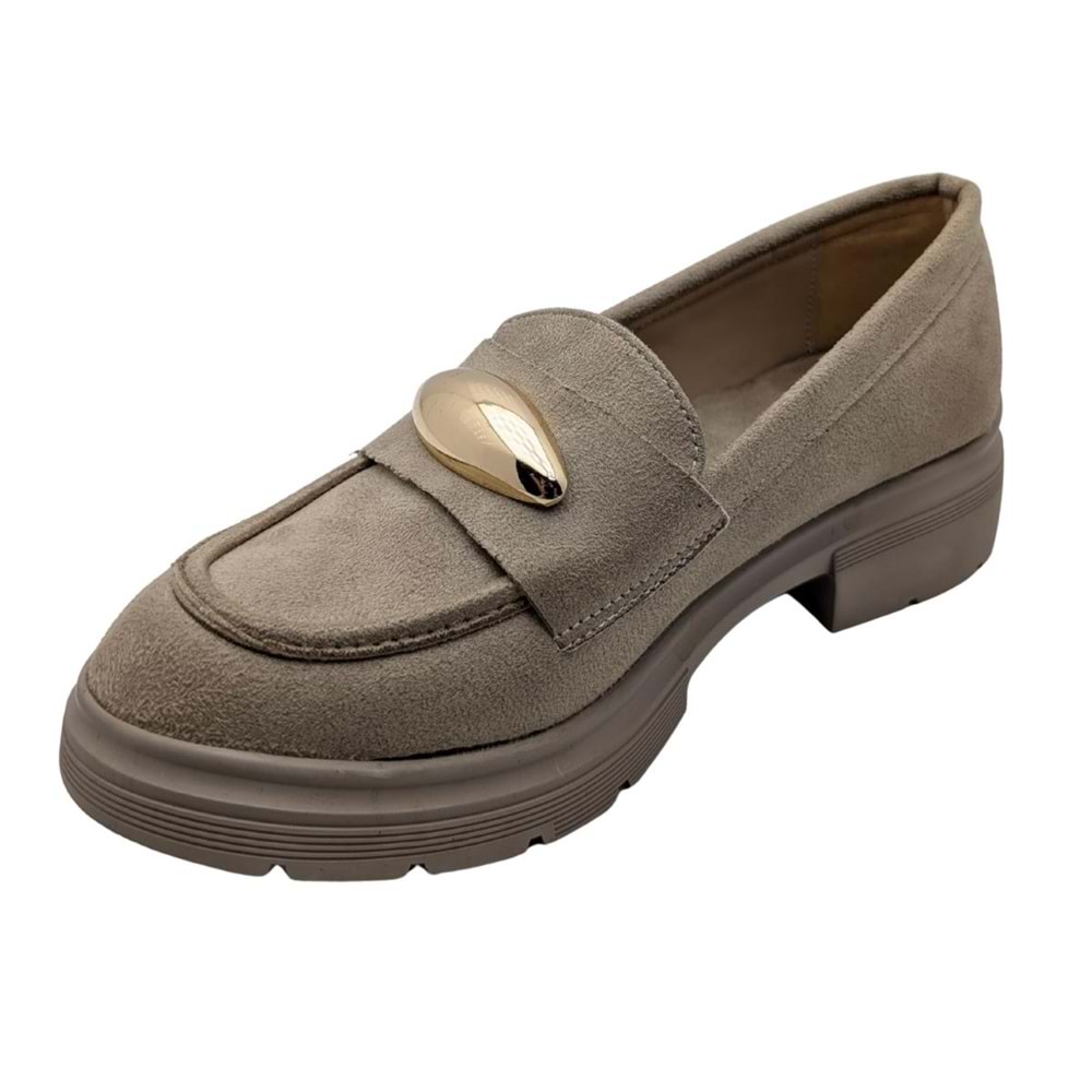 Seraphiel | Kadın Hakiki Deri Topuklu Loafer - ÇİĞDEM KUNDURA - Seraphiel - BEJ - 40