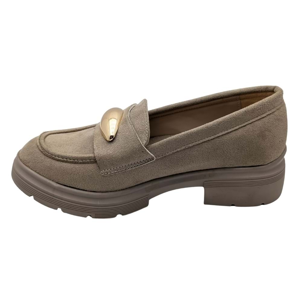 Seraphiel | Kadın Hakiki Deri Topuklu Loafer - ÇİĞDEM KUNDURA - Seraphiel - BEJ - 40