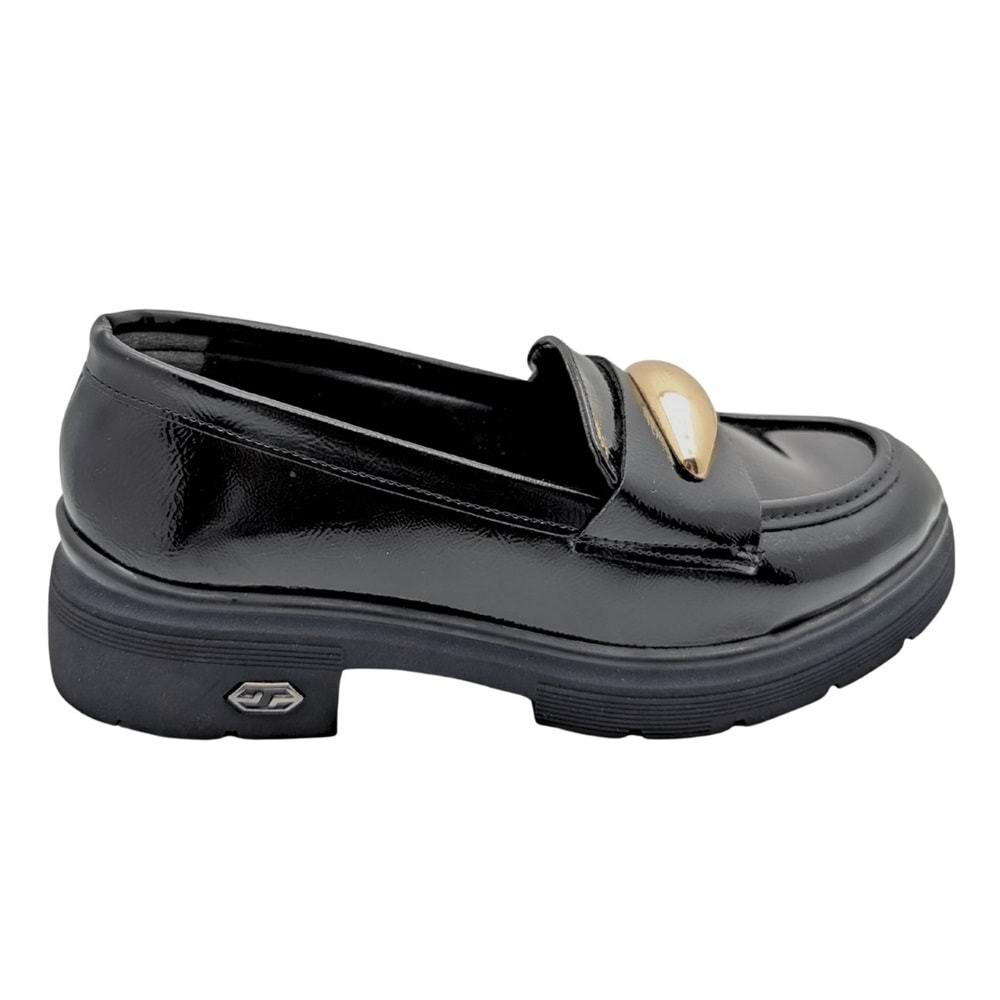 Seraphiel | Kadın Hakiki Deri Topuklu Loafer - ÇİĞDEM KUNDURA - Seraphiel - SİYAH-RUGAN - 40