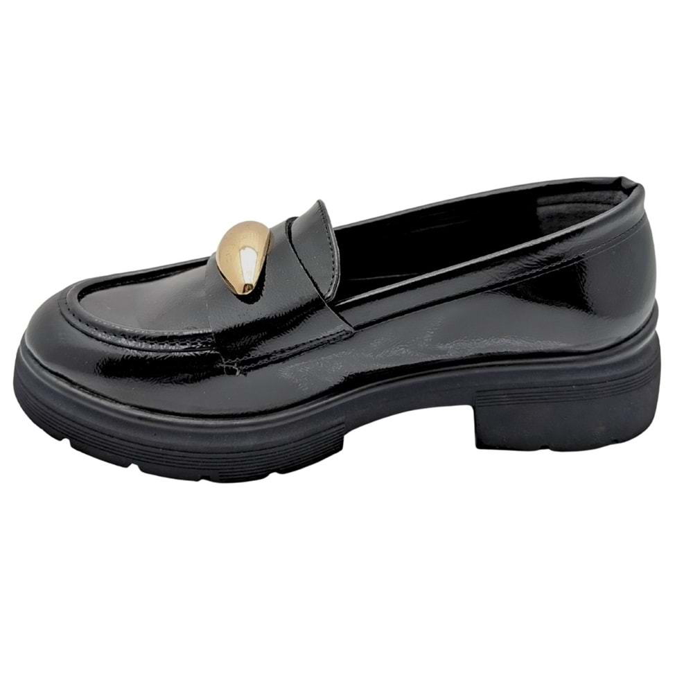 Seraphiel | Kadın Hakiki Deri Topuklu Loafer - ÇİĞDEM KUNDURA - Seraphiel - SİYAH-RUGAN - 40