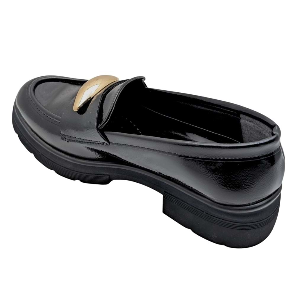 Seraphiel | Kadın Hakiki Deri Topuklu Loafer - ÇİĞDEM KUNDURA - Seraphiel - SİYAH-RUGAN - 40