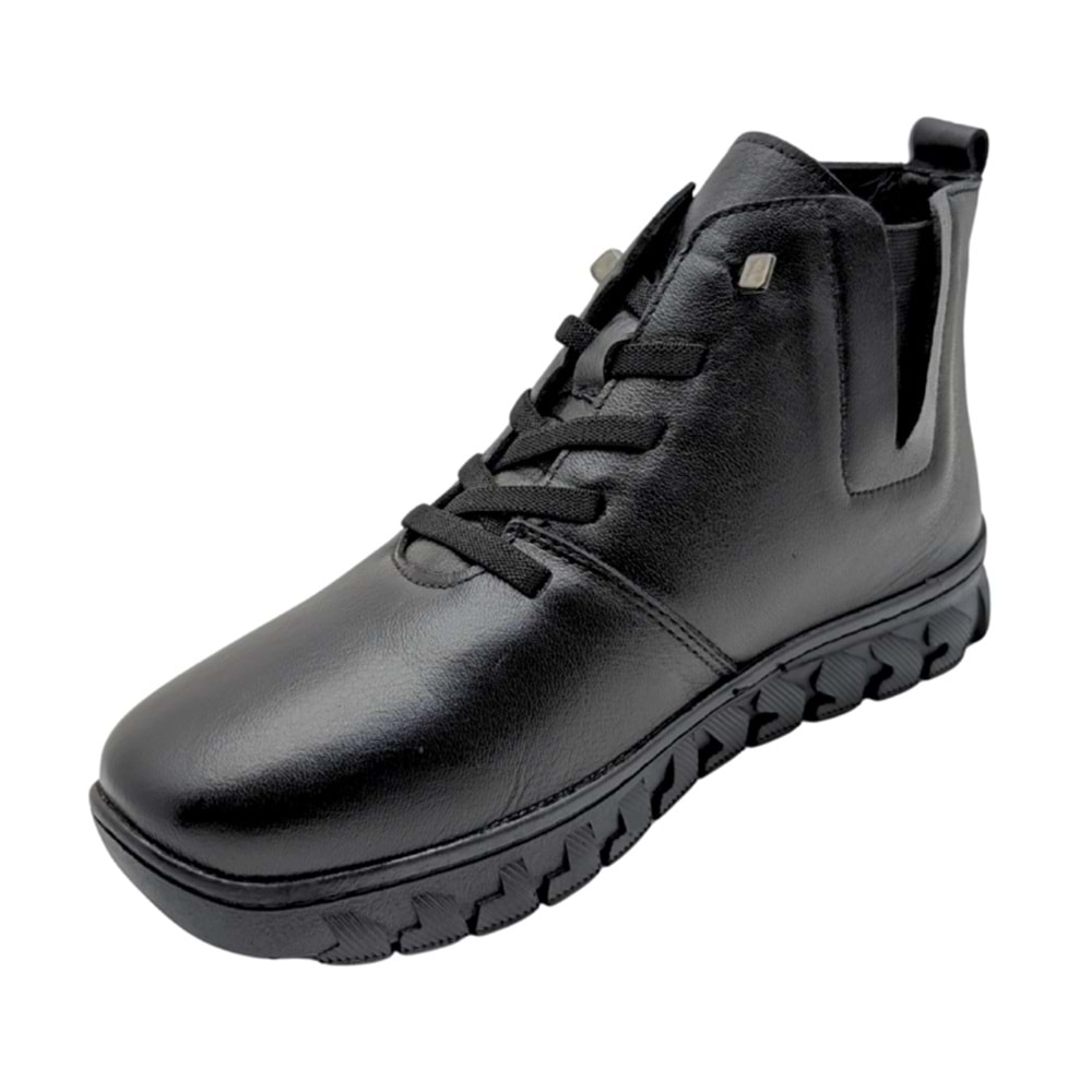 Voyager - 9830 | Kadın Ortopedik Deri Bot - SİYAH - 40