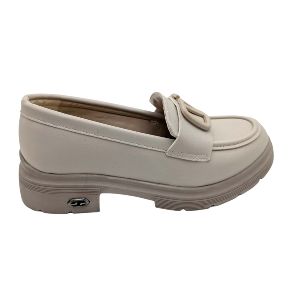 Kvorn | Kadın Topuklu Loafer Ayakkabı - BEJ - 40