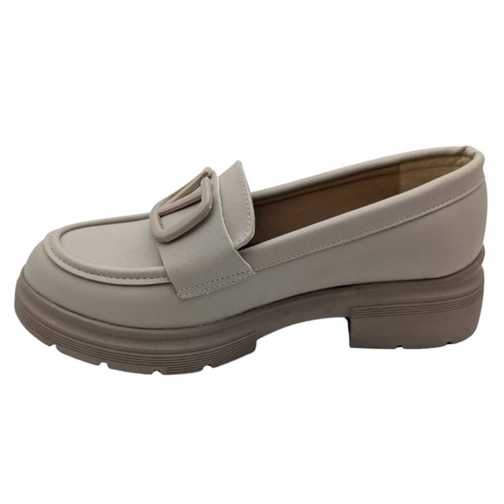 Kvorn | Kadın Topuklu Loafer Ayakkabı - BEJ - 40
