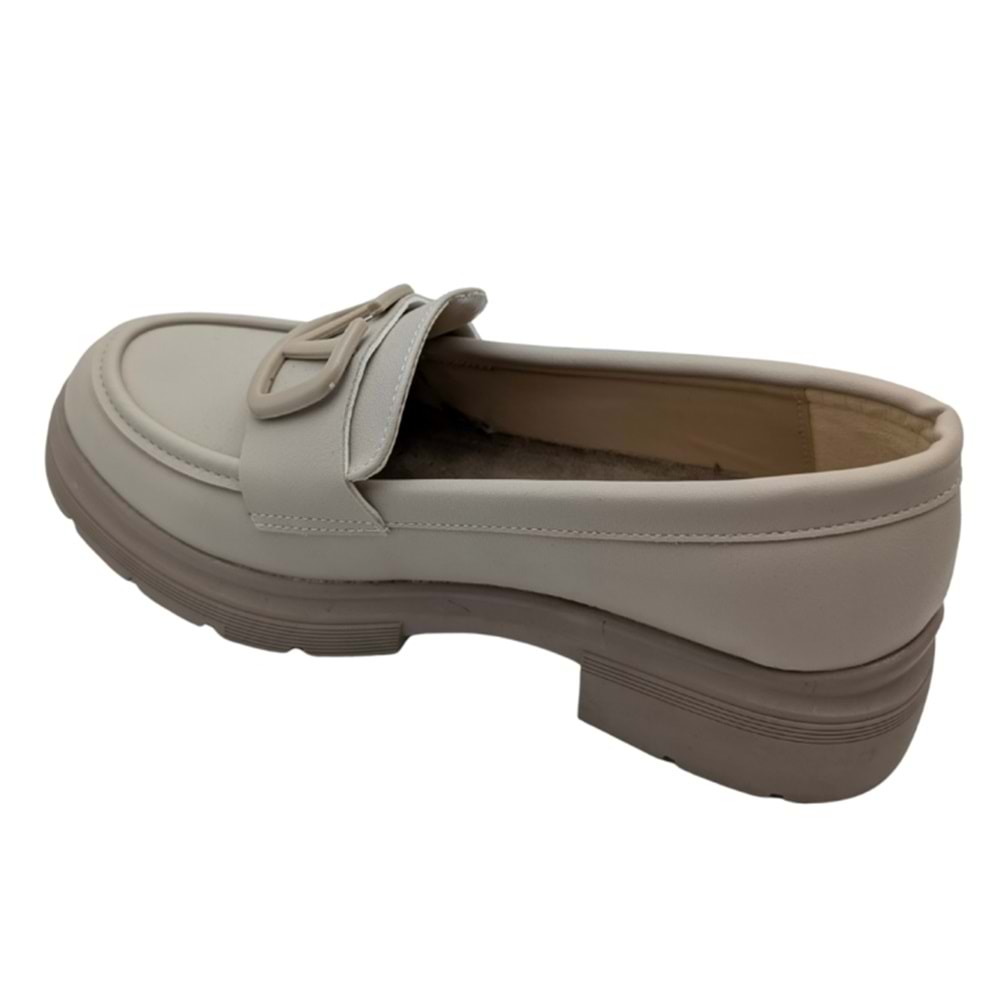 Kvorn | Kadın Topuklu Loafer Ayakkabı - BEJ - 40