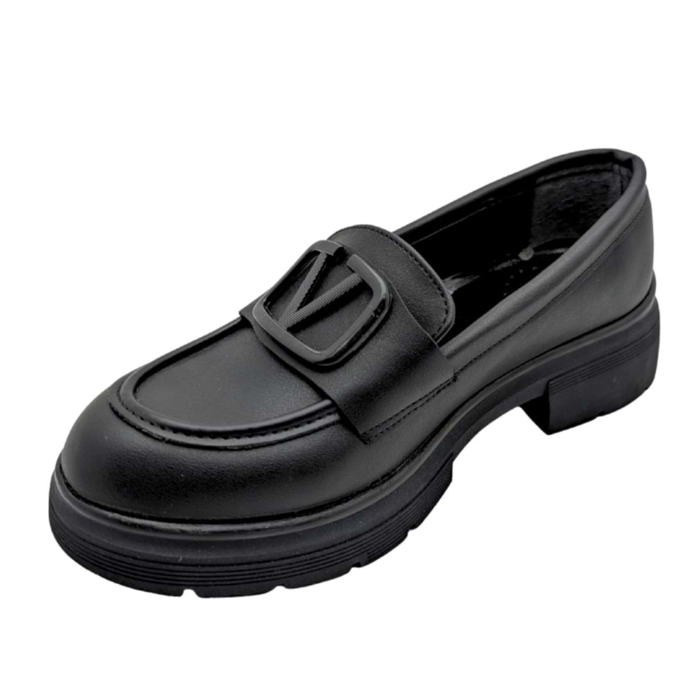Kvorn | Kadın Topuklu Loafer Ayakkabı - SİYAH - 40