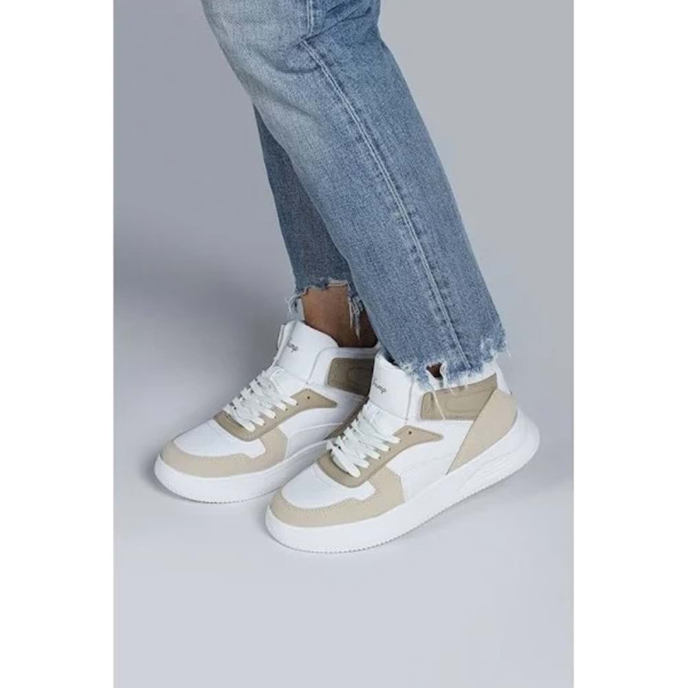 Jump - 29100 | Kadın High-Top Sneaker - BEYAZ-VİZON - 40