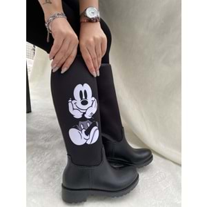 ÇİĞDEM MICKEY MOUSE LASTİK ÇİZME - SİYAH-BEYAZ-GRİ - 37 - ST00615-SİYAH-BEYAZ-GRİ -37