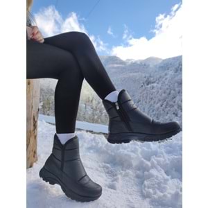 Çiğdem Kar Botu KAR 1 Unisex - SİYAH-KISA-FERMUARLI-ARMALI - 39