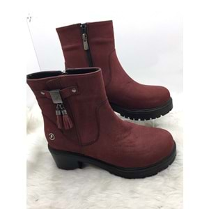 ÇİĞDEM BORDO GERÇEK CRAYZ DERİ KISA BOT (B8A) - BORDO - 36 - ST01497-BORDO-36