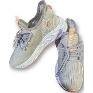 ÇİĞDEM GRİ-BEYAZ PEMBE TABANLI SNEAKERS SPOR AYAKKABI (K.CNSPT) - GRİ-BEYAZ - 37 - ST01882-GRİ-BEYAZ-37