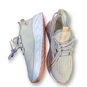 ÇİĞDEM GRİ-BEYAZ PEMBE TABANLI SNEAKERS SPOR AYAKKABI (K.CNSPT) - GRİ-BEYAZ - 37 - ST01882-GRİ-BEYAZ-37