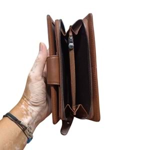GRANDE 2723 HAKİKİ DERİ SARI BAYAN CÜZDAN - KAHVERENGİ - STANDART