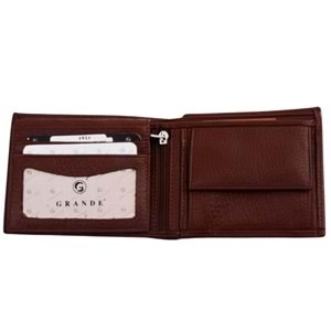GRANDE - 1534 | HAKİKİ DERİ ERKEK CÜZDAN - KAHVERENGİ - TEK EBAT