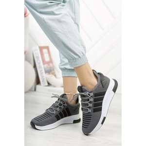 ÇİĞDEM ÇOK RAHAT SÜS BAĞLI FİLELİ SNEAKER AYAKKABI(AXS) - füme-beyaz-siyah - 37