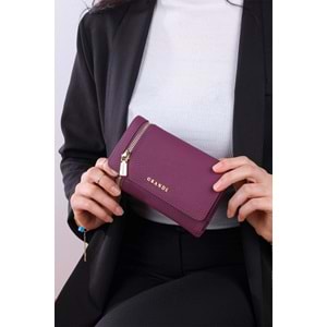 GRANDE - 2639 - GERÇEK DERİ KADIN CÜZDANI - MÜRDÜM - STANDART - ST02781-14173