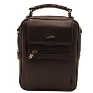 GRANDE - 4588- GERÇEK DERİ ERKEK OMUZ ÇANTA - KAHVERENGİ - STANDART