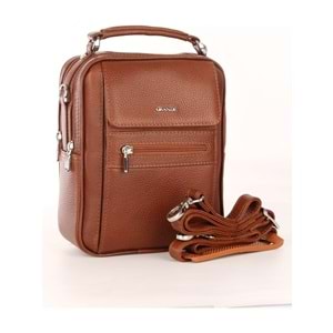 GRANDE - 4588- GERÇEK DERİ ERKEK OMUZ ÇANTA - TABA - STANDART