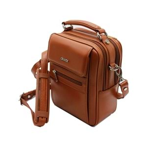 GRANDE - 4588- GERÇEK DERİ ERKEK OMUZ ÇANTA - TABA - STANDART