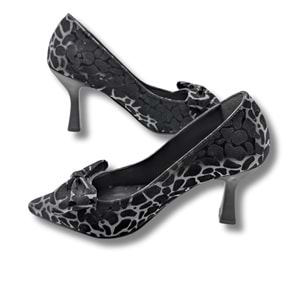 Mancharela Kadın Leopar Desenli Stiletto Ayakkabı - Mancharela - SİYAH-BEYAZ - 37