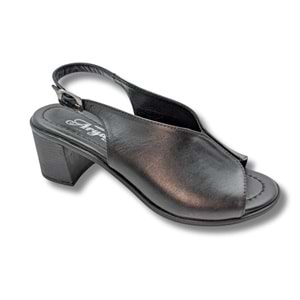 Flore - Hakiki Deri Kadın Topuklu Sandalet - Flore - SİYAH - 37
