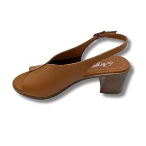 Flore - Hakiki Deri Kadın Topuklu Sandalet - Flore - TABA - 36